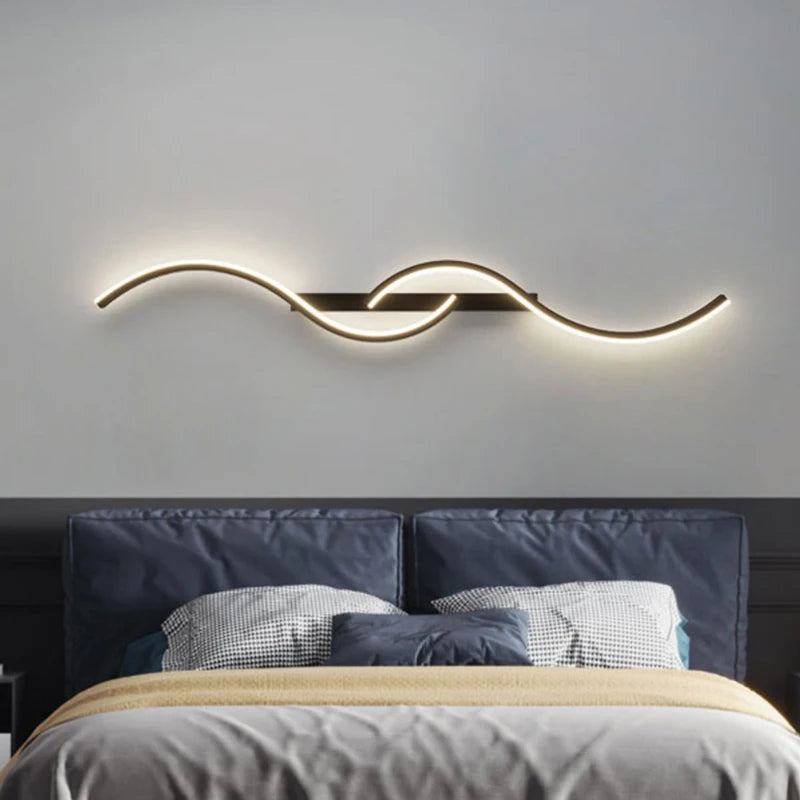 Modern LED Wall Lamp Minimalist Led Light Bedroom Bedside Long Strip Wall Sconces Living Room Home Indoor Lighting Fixture