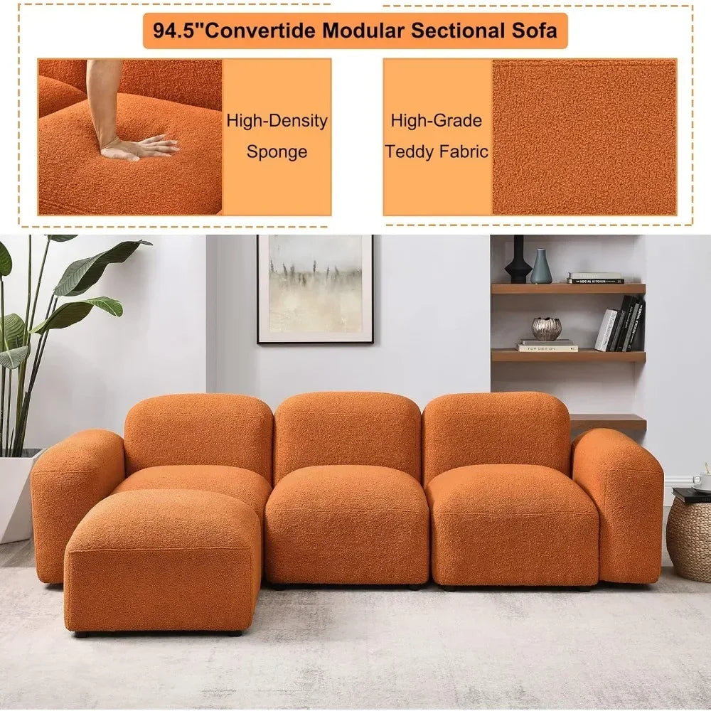 Convertible L Shaped Modern Comfortable Pillows Sofa