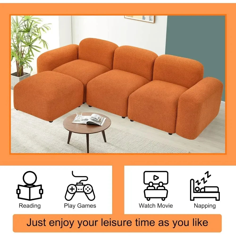 Convertible L Shaped Modern Comfortable Pillows Sofa