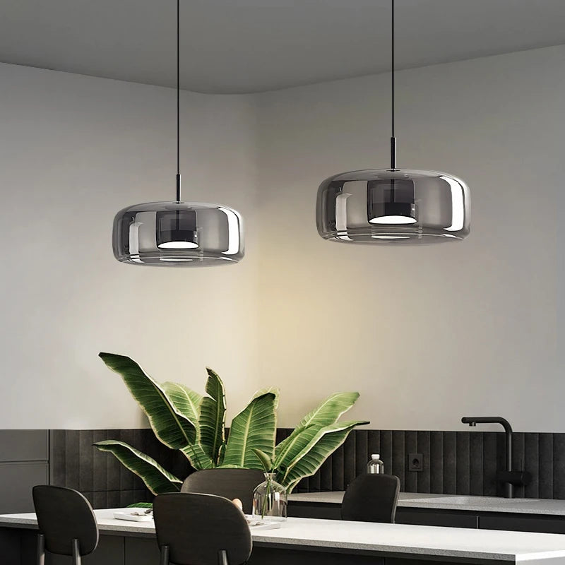 Nordic Glass Smoke Hanging Modern Pendant Lamp