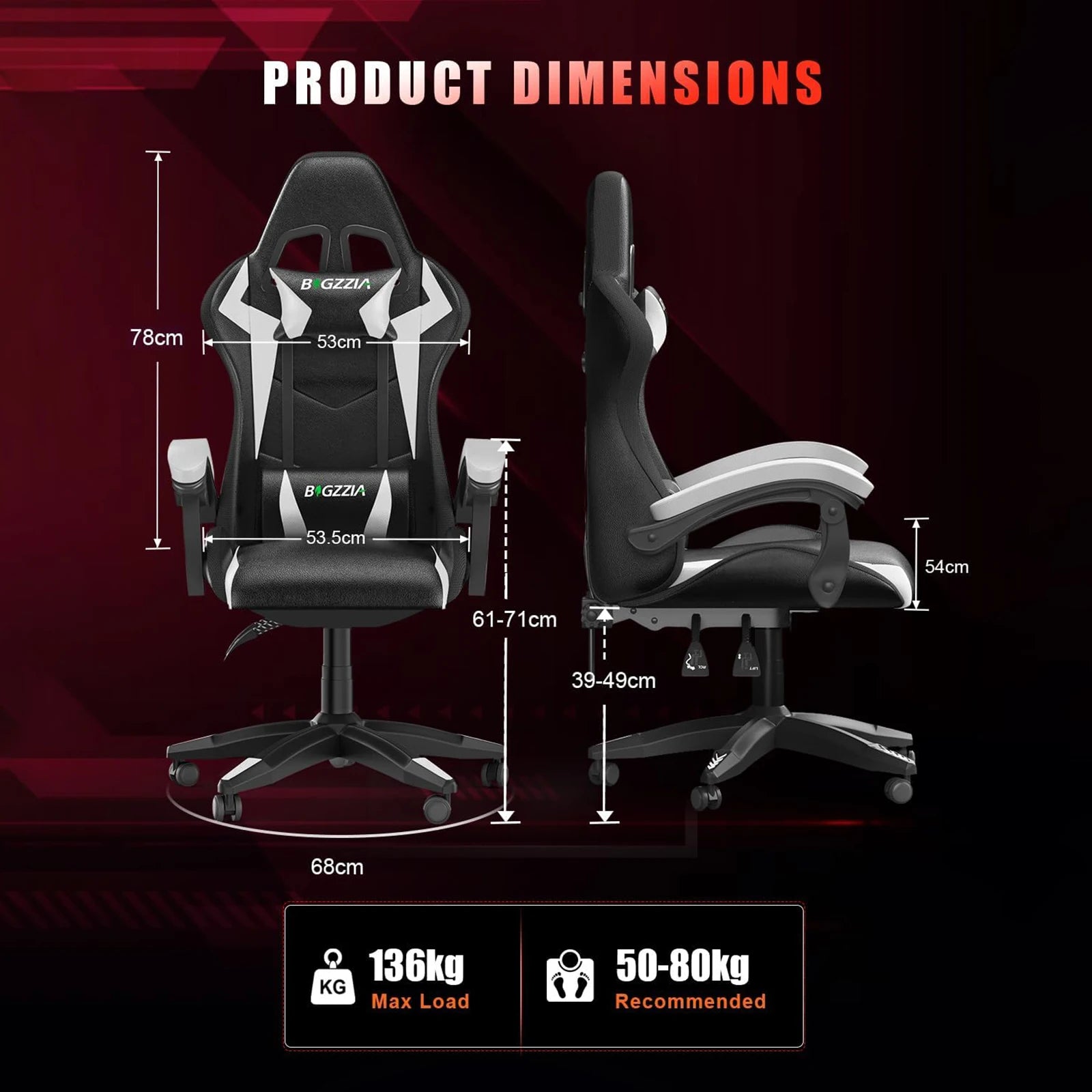 PU Leather Gaming LED Ergonomic Recliner Chair