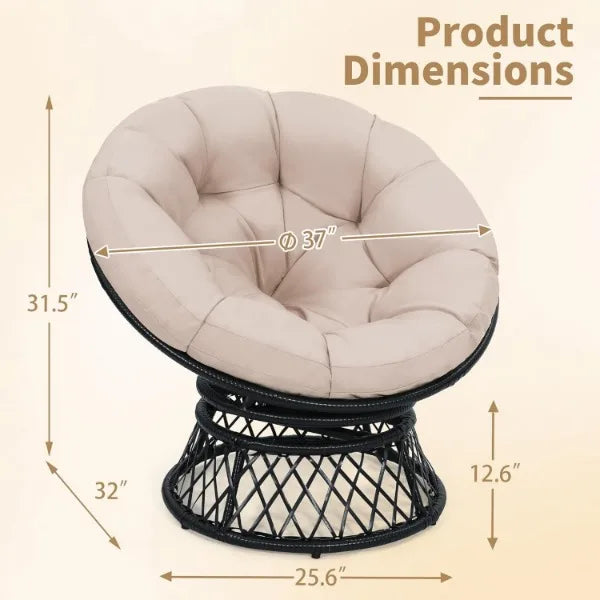 Round 360° Swivel Rattan Thick Cushion Chair