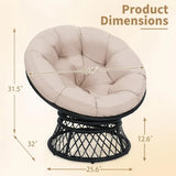 Round 360° Swivel Rattan Thick Cushion Chair