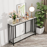 2 Tier Marble Entryway Console Open Shelf Table