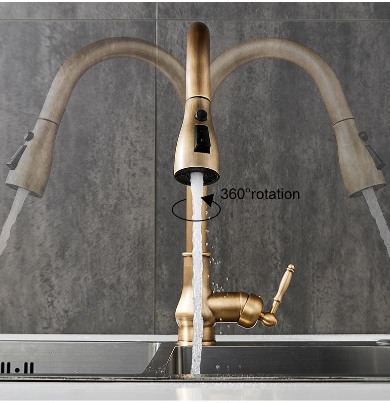 3 Water Modes Pull Out Tap Sprayer Kitchen Faucet