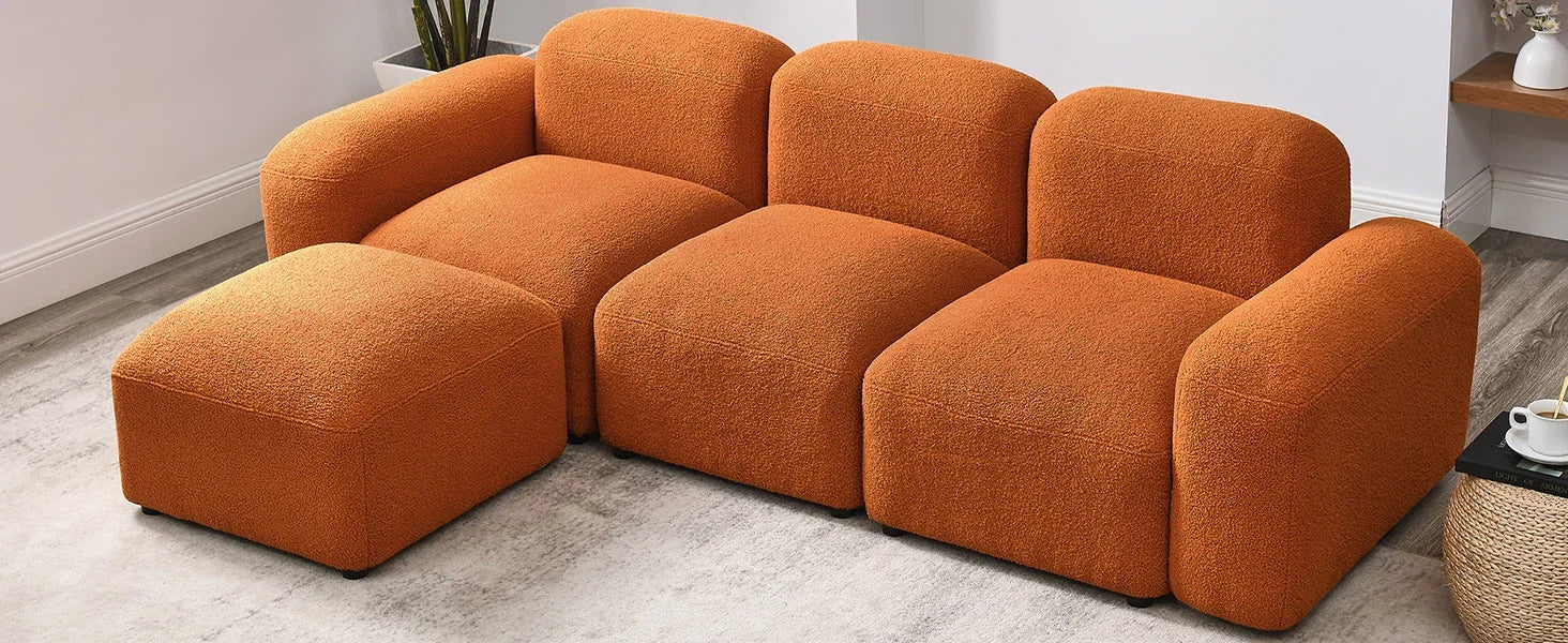 Convertible L Shaped Modern Comfortable Pillows Sofa