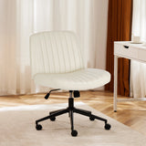 Adjustable Armless Office Wheels PU Leather Swivel Chair