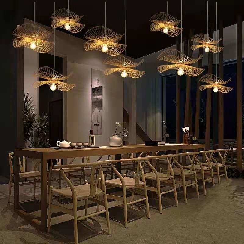 Bamboo Woven Wicker Chandeliers Pendant Lights