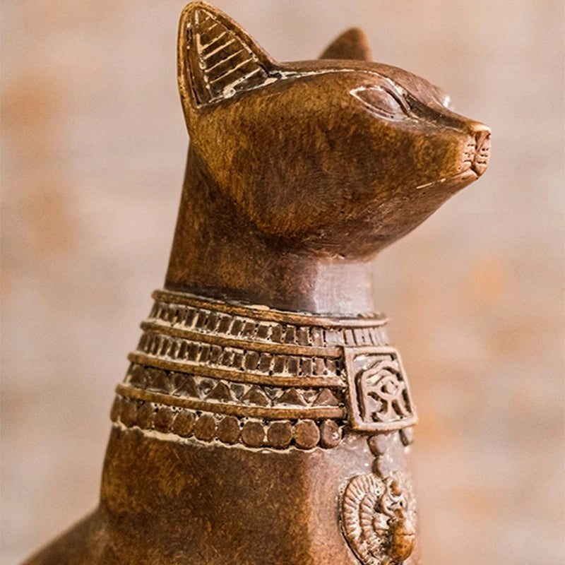 Egyptian Pharaoh Cat Sculpture Resin Craft Ornament