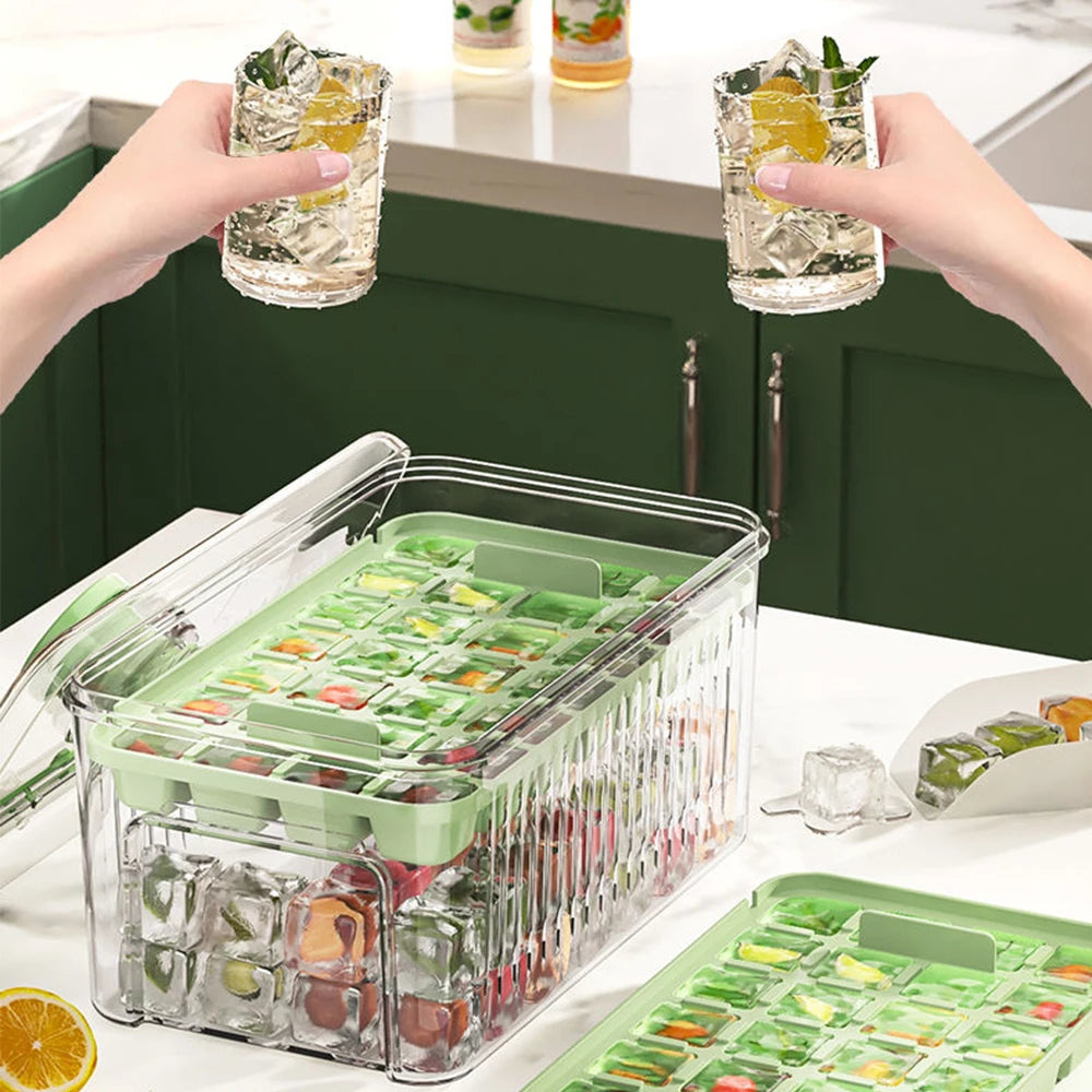 Press Type Ice Cube Tray with Storage Box