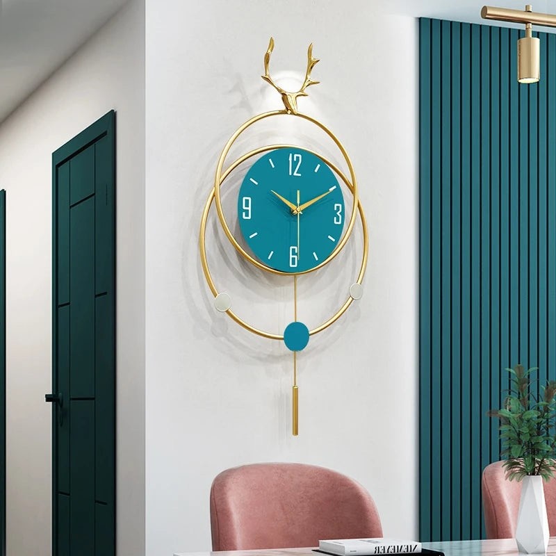 Large Size Luxury Pendulum Digital and Mechanical Wall Clock