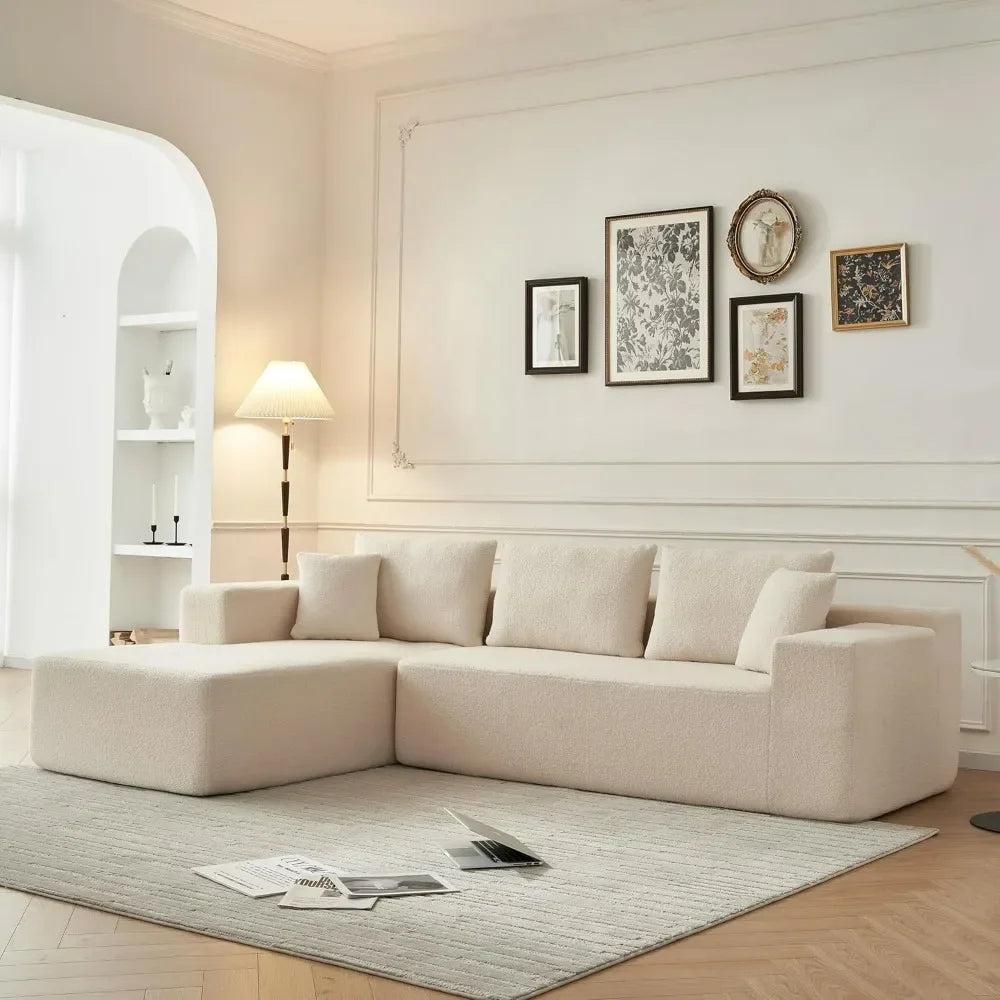 5-Seater Modular Sectional Couch in Sherpa Fabric