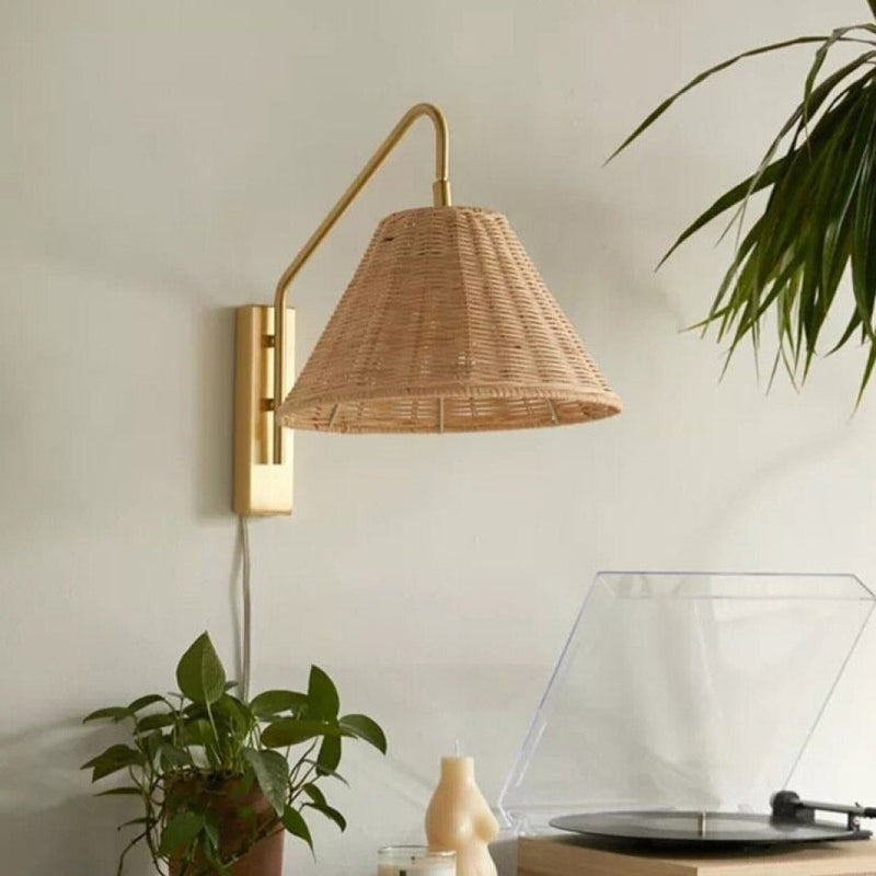 Japanese Minimalist Rattan Weaving Wall Lamp
