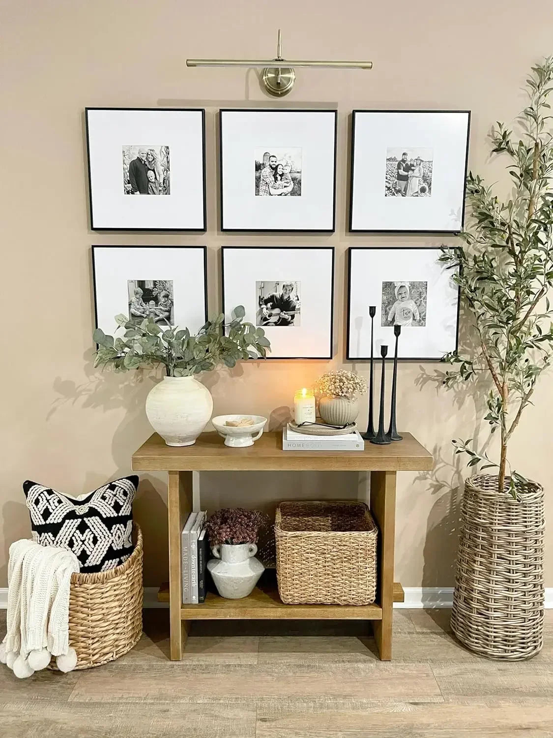 2 Tier Entryway Wood Accent Storage Console Table