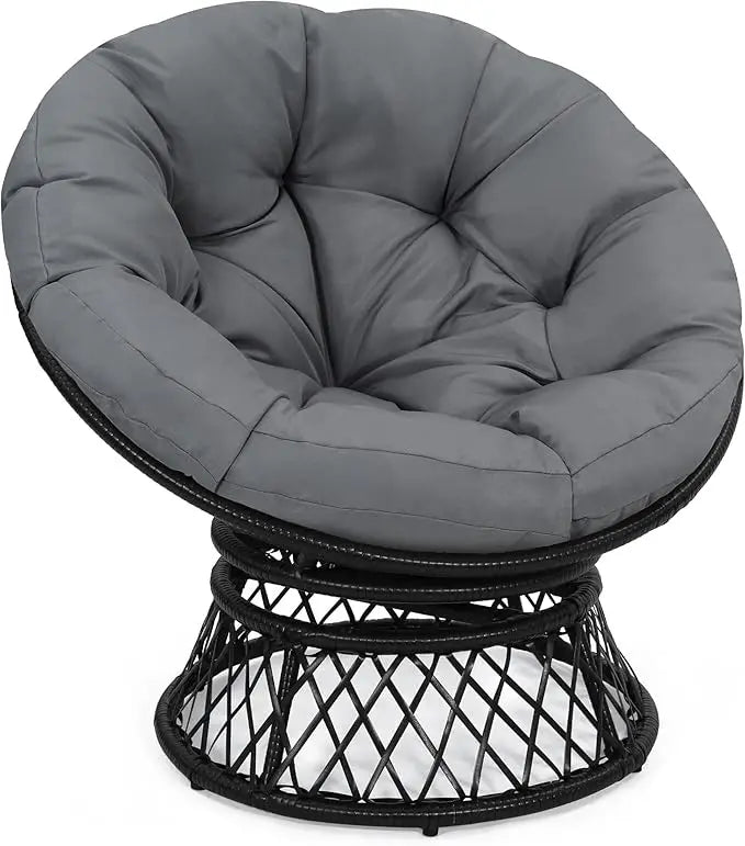 Round 360° Swivel Rattan Thick Cushion Chair