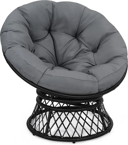 Round 360° Swivel Rattan Thick Cushion Chair