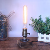 Industrial LED With Switch Wood Base Desk Lamp