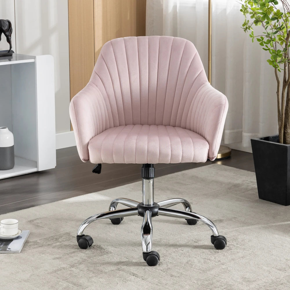 Adjustable Leisure Velvet Wheels Office Chair