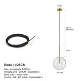 Clear Glass Ball Bedside Pendant Hanging Lamp