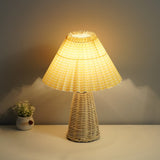 Pleated Rattan Dimmable Table Lamp