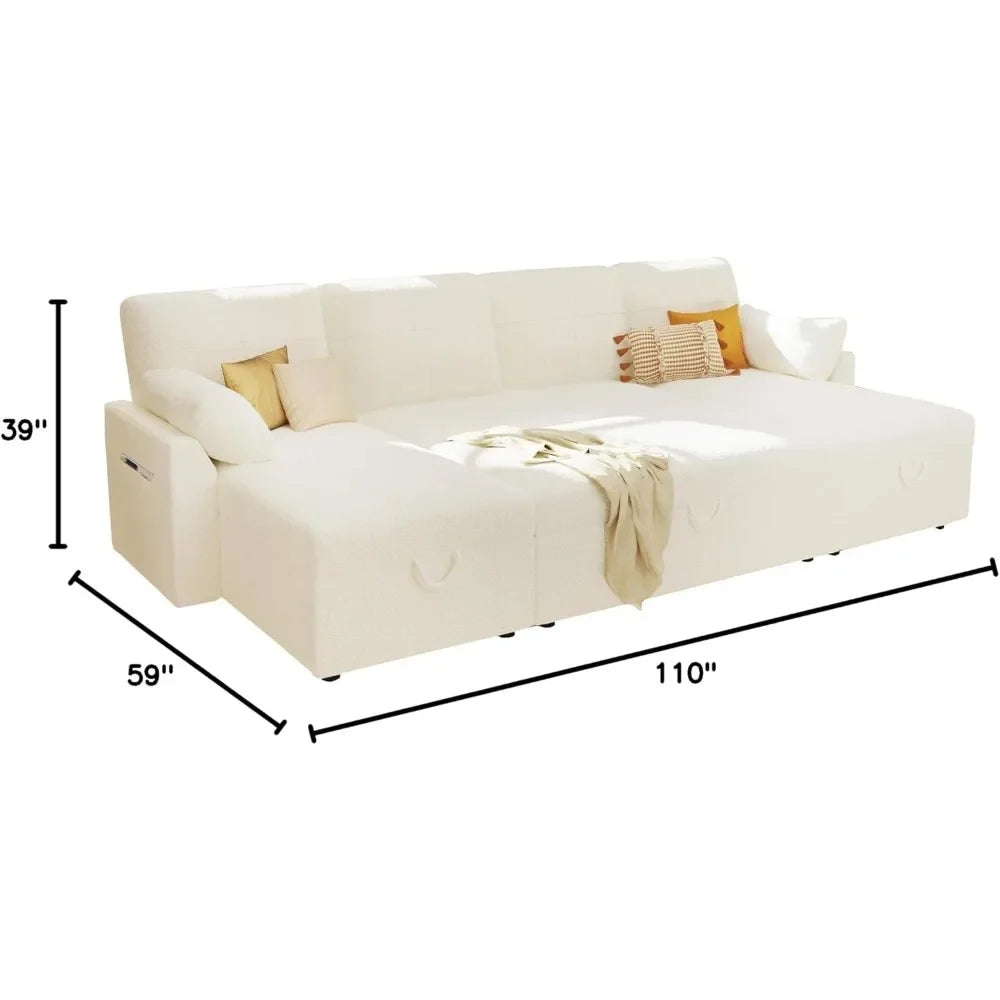 Oversized 2 in 1 Pull Out Bed Double Storage Sofa