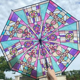 Transparent Umbrella With Colorful Geometric Abstract Design