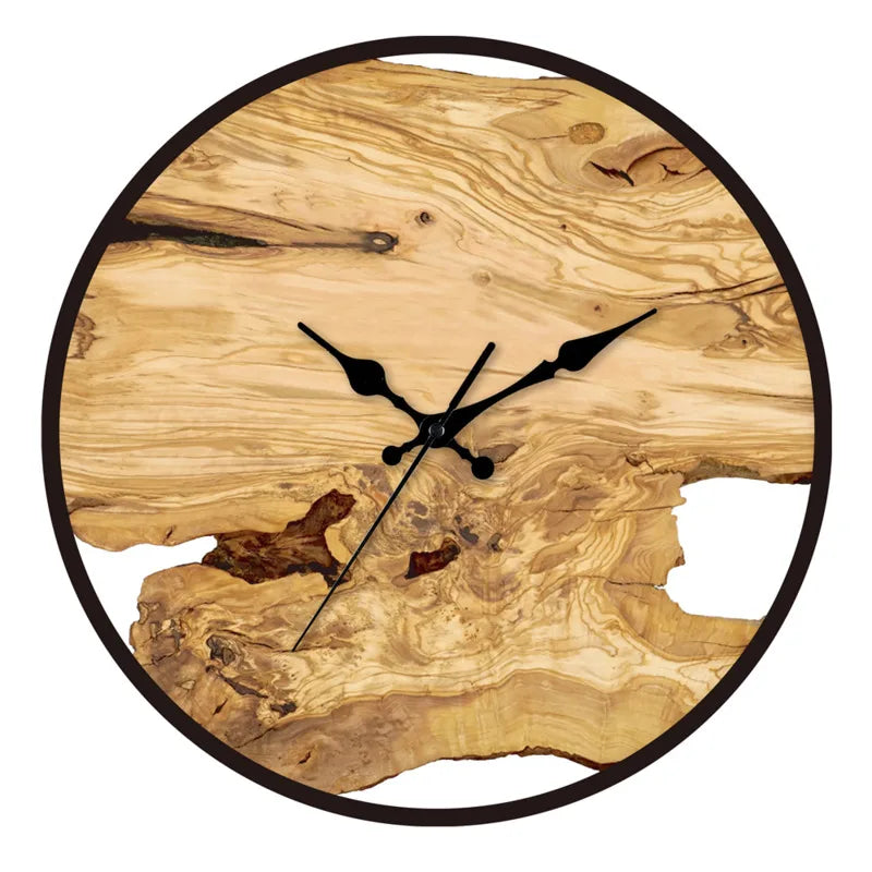 Transparent Acrylic Wood Water Painting Silent Movement Wall Clock