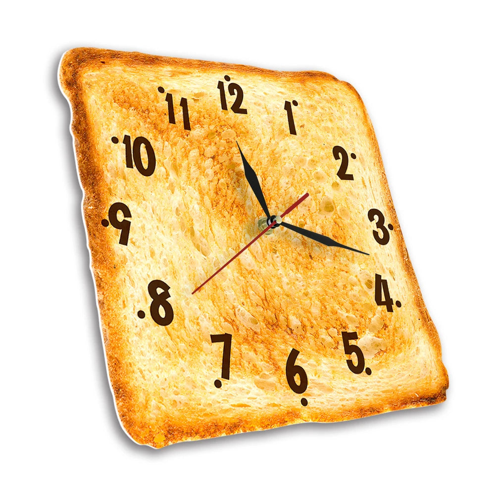 Square Toasted Bread Wall Art Silent Clock