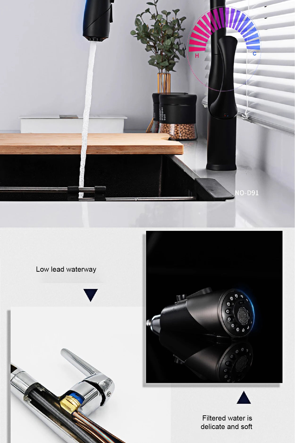 Touch Pull Out 3 Function Single Handle Dual Control Faucet