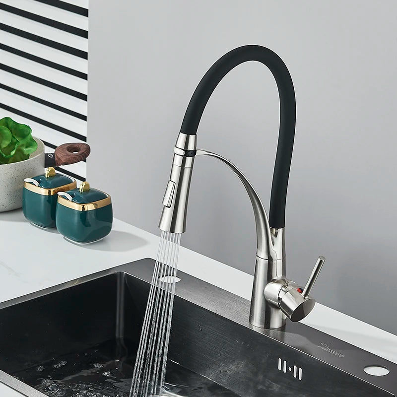 Single Handle 360 Rotate Pull Out Spray Sink Faucet