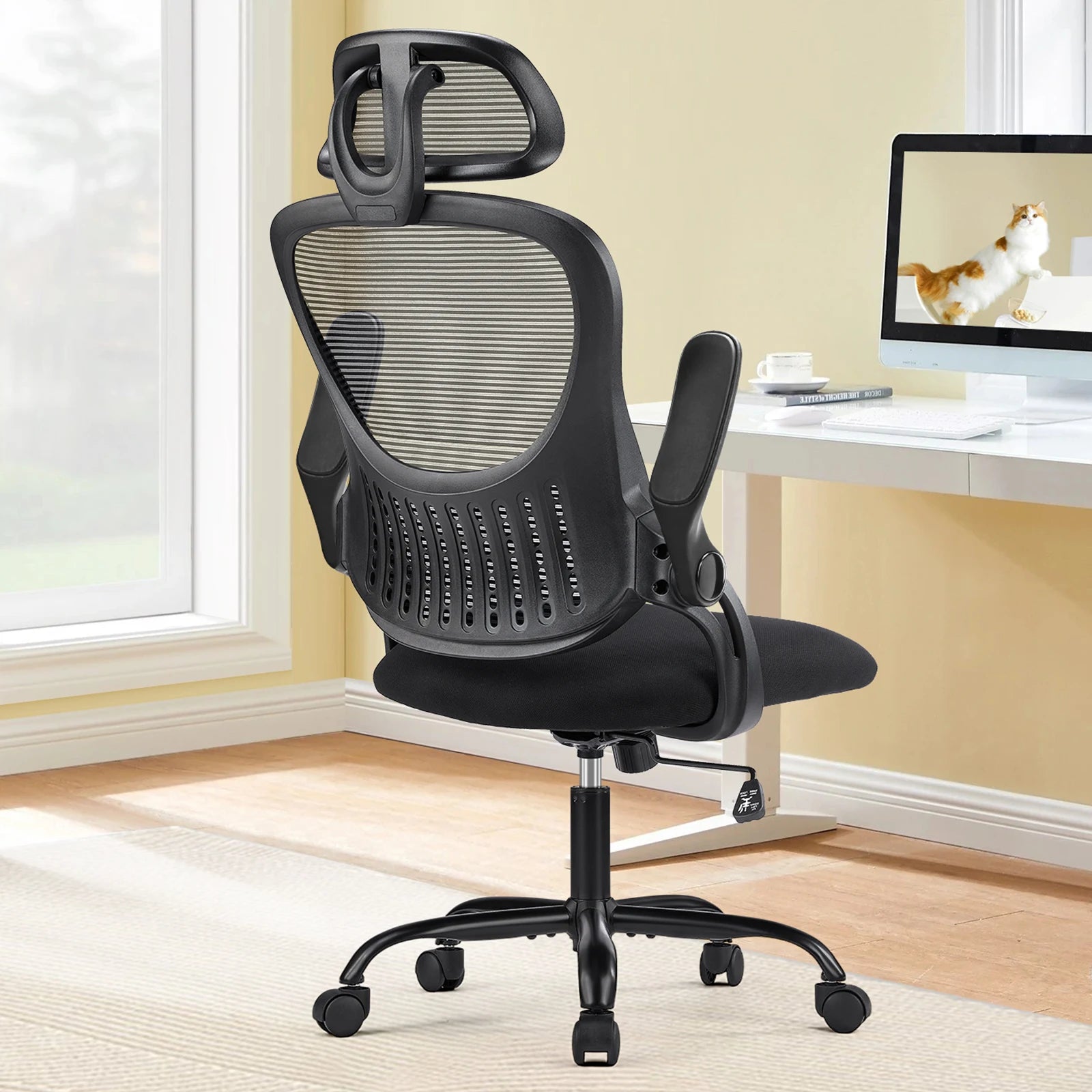 Ergonomic Office Flip Up Arm Adjustable Headrest Chair