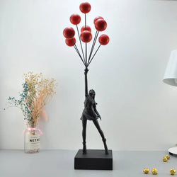 Resin Decoration Girl Statue With Flying Balloon