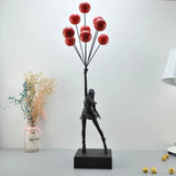 Resin Decoration Girl Statue With Flying Balloon