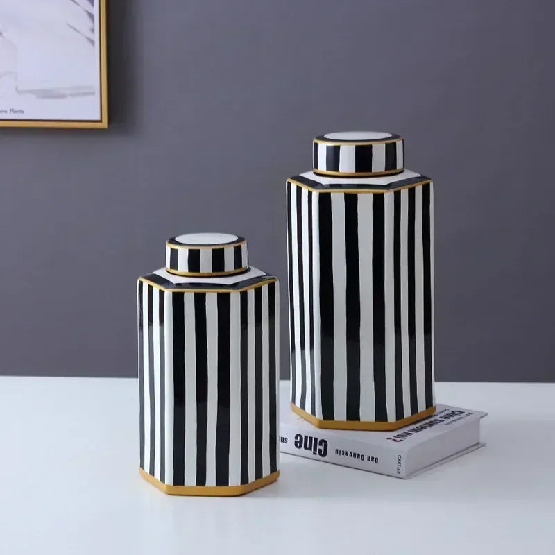 Hexagonal Striped Grid Pot Modern Minimalist Vase