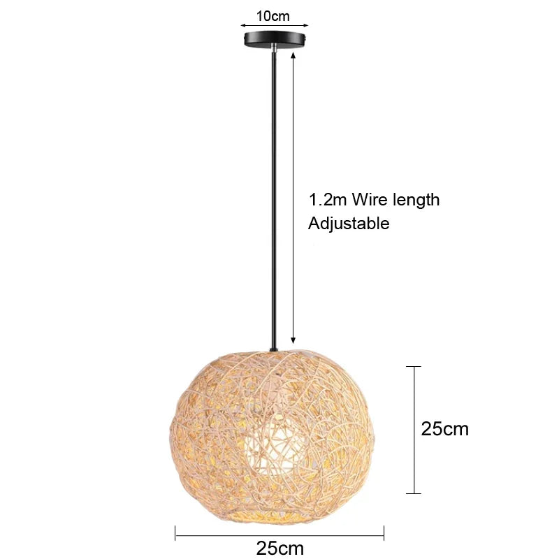 Bamboo Chandelier Pendant Wood Ceiling Lamp