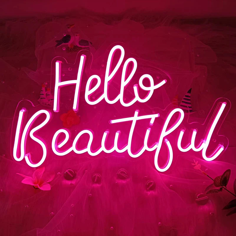 LED Neon Sign For Wall Hello Beautiful