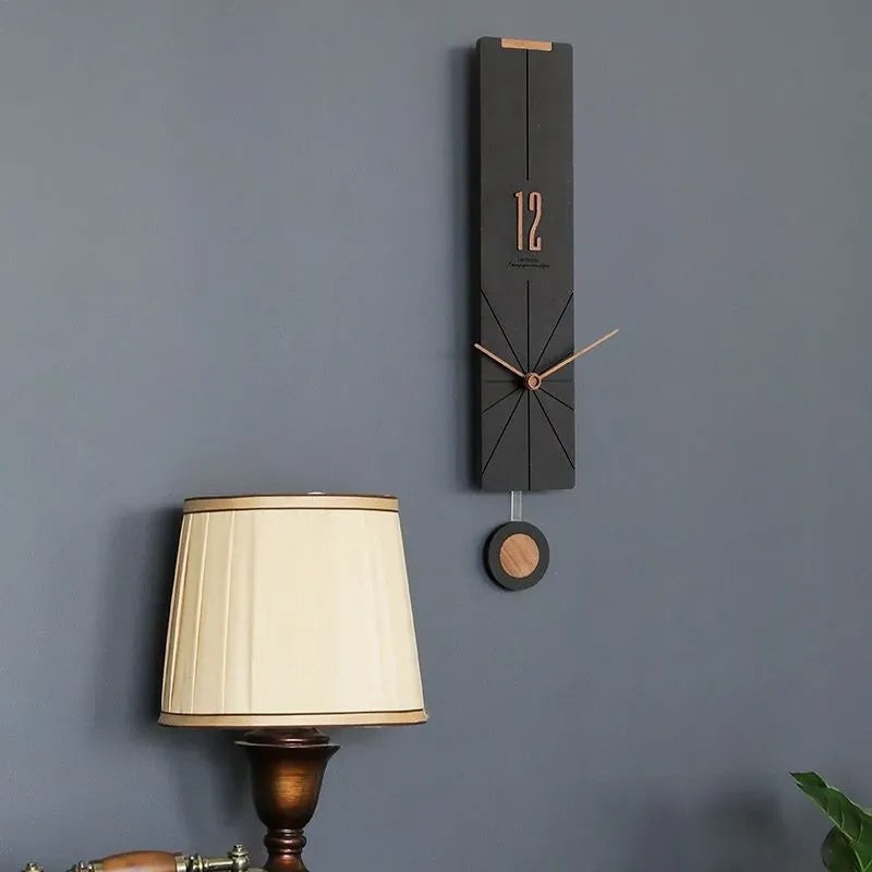 Large Pendulum Wall Clock Nordic Decoration Rectangular