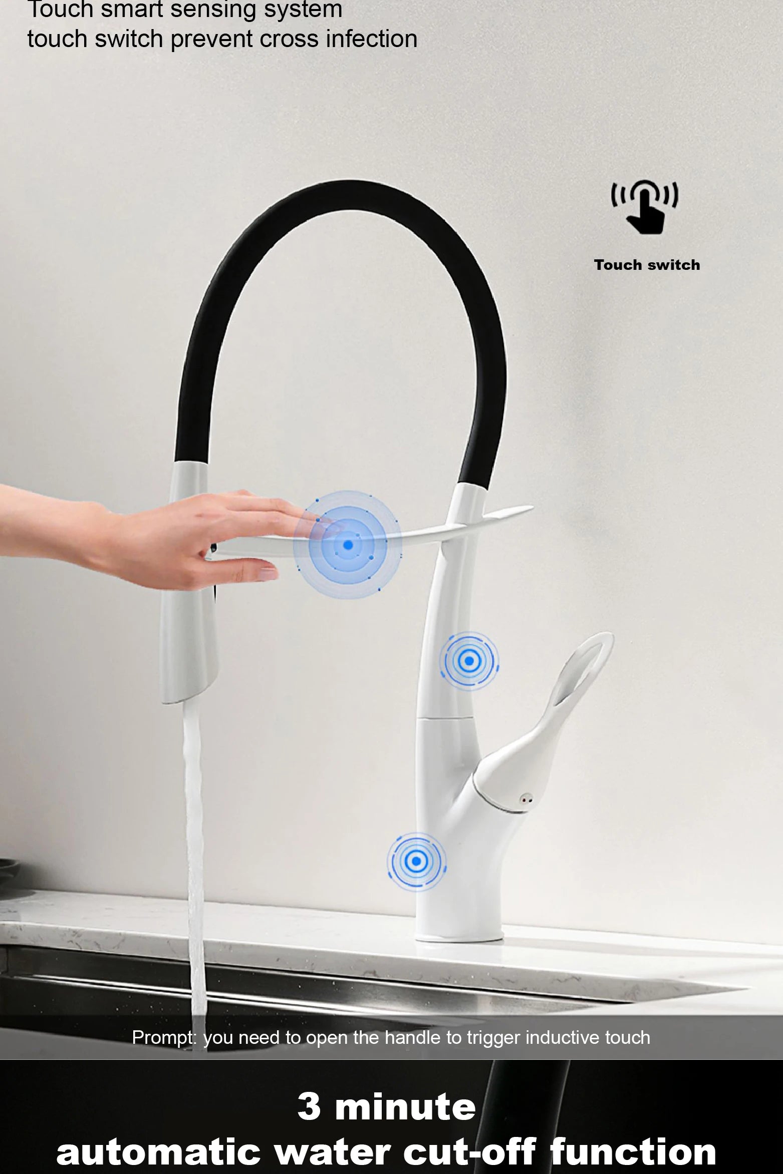 Touch Switch Cold Hot Dual Control Magnetic Sink Faucet