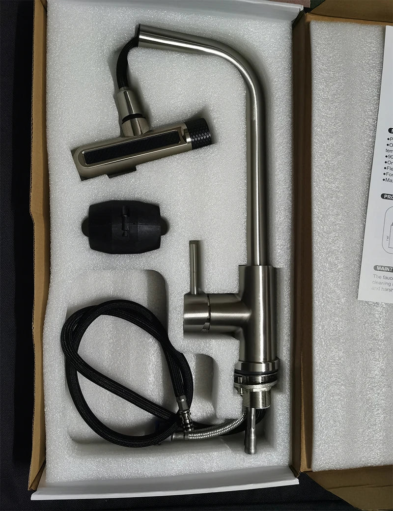 Retractable Pull Out Rotation Stream Sprayer Head Sink Faucet
