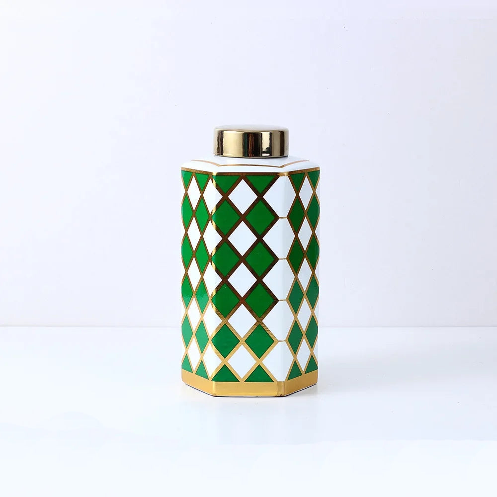 Hexagonal Striped Grid Pot Modern Minimalist Vase