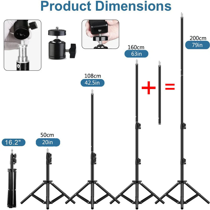 RGB LED Tube Light Stick Dimming Rechargeable Battery Tripod