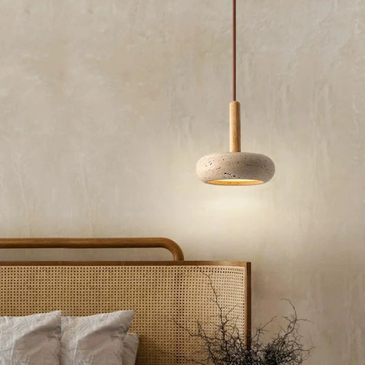 LED Pendant Light Modern Stone Wood Lamp