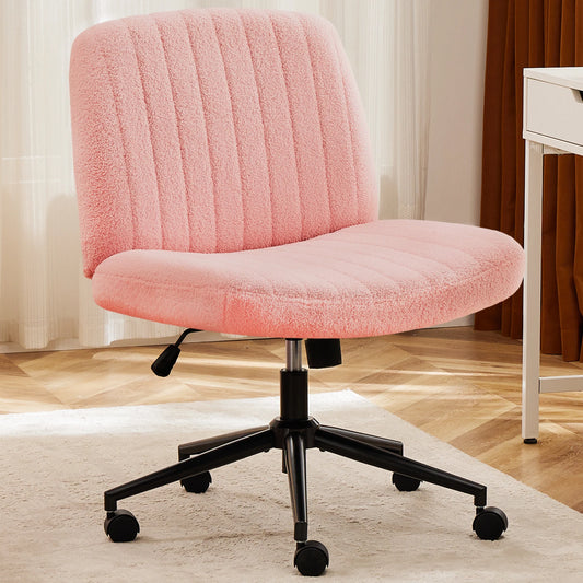 Adjustable Armless Office Wheels PU Leather Swivel Chair