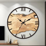 Transparent Acrylic Wood Water Painting Silent Movement Wall Clock