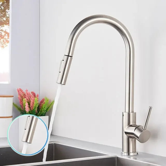 Smart Touch Pull Out Spray 360 Rotation Kitchen Faucet