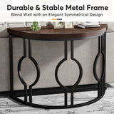 Geometric Base Half Moon Entryway Semi Circle Wood Table
