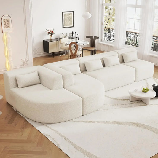 Modular Sectional L Shaped Boucle Fabric Modern Upholstered Sofa