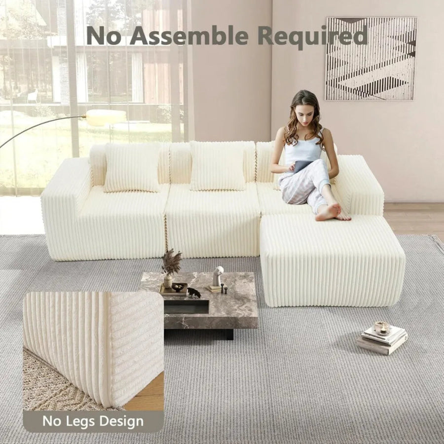 L-Shaped 4-Seater Corner Sofa, Deep Seat Design