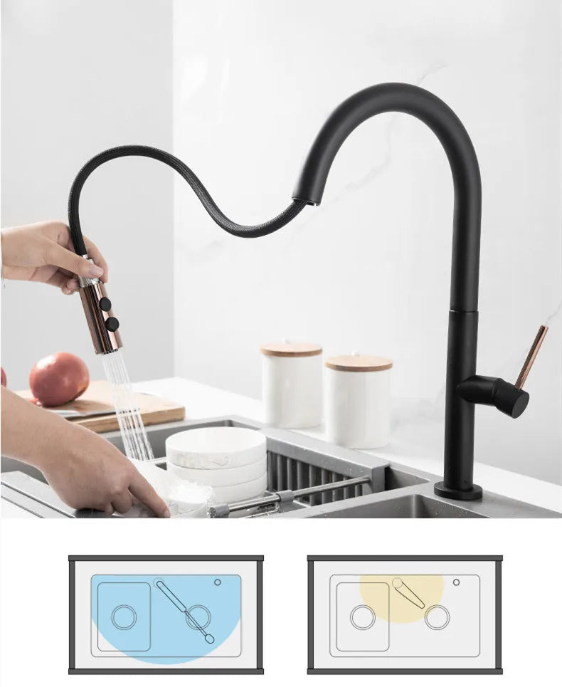 Touch Pull Out Sensor Water Tap Rotate Faucet
