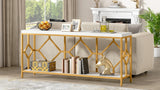2 Tier Console Storage Open Shelves Behind Couch Table